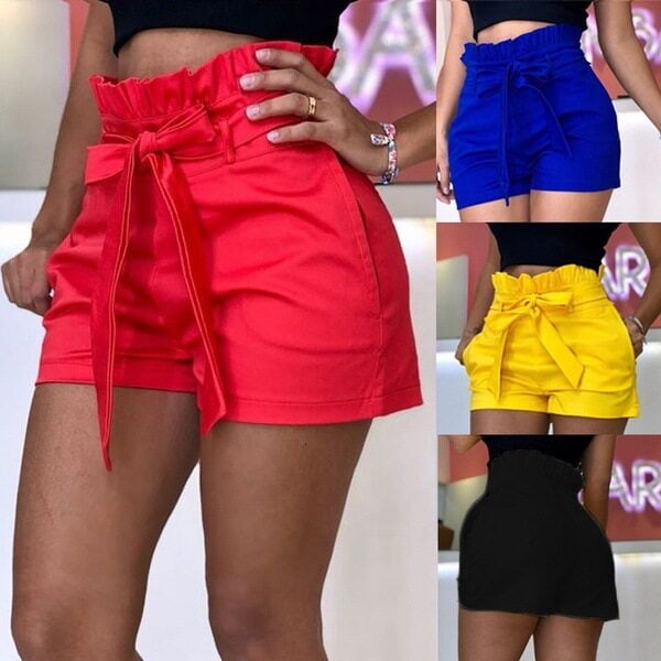 kurtrusly Femmes Cargo Short Été Large Jambe Cordon Pantalon Court Décontracté, Rouge, xxxxxL