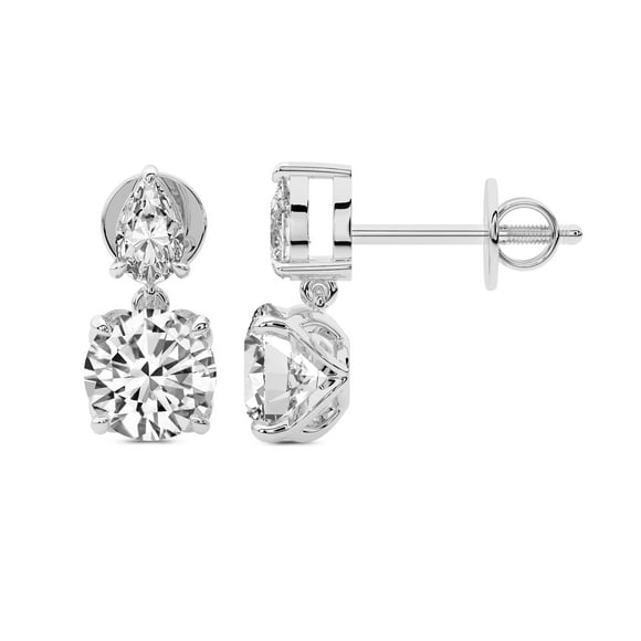2 Carat IGI Certified Round Shape Lab Grown Diamond Earrings | 18K in White Gold | Seraphic Teardrop Dangling Lab Diamond Earrings | Prong Setting | FG-VS1-VS2 Quality Friendly Diamonds