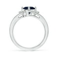 thumbnail image 2 of ANGARA Natural 1.55 ct Blue Sapphire & Diamond Split Shank Engagement Ring in 14K White Gold for Women (Size-8x6mm) | September Birthstone, Anniversary, Jewelry Gift for Women | Natural Sapphire Ring, 2 of 11