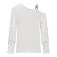 thumbnail image 4 of Lindreshi Long Sleeve Shirts for Women Women's Fashion Casual One Shoulder Drop Shoulder Long Sleeve Pullover Long Sleeve Top, 4 of 6