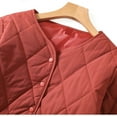 thumbnail image 5 of Lovskoo Womens Winter Coats Quilted Jacket Long Sleeve Diamond Plaid Pockets Collarless Lightweight Cotton Padded Jacket Red, 5 of 9