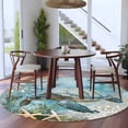 thumbnail image 3 of Retro Sea Turtles Round Rugs for Living Room 6ft Ocean Sea Stars Corals Animal Non Slip Circle Rug Washable Low-Profile Indoor Carpet for Bedroom, Dining Room, Bathroom, 3 of 9