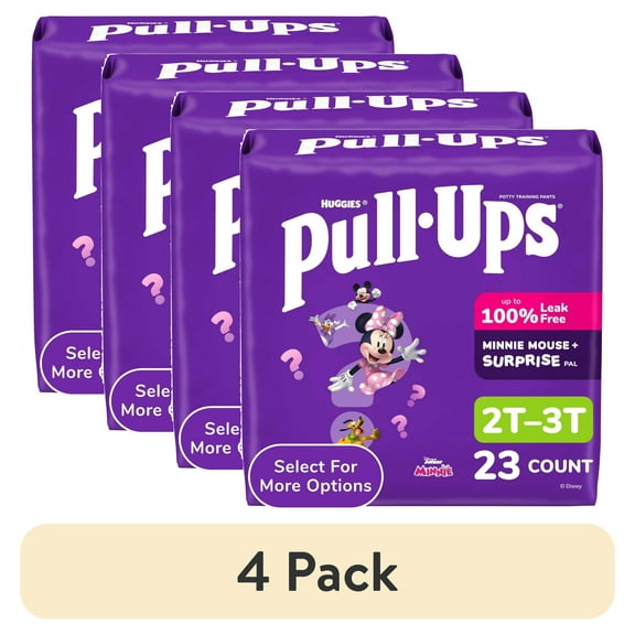 (4 pack) Pull-Ups Girls' Potty Training Pants, 2T-3T (16-34 lbs), 23 Count (Select for More)