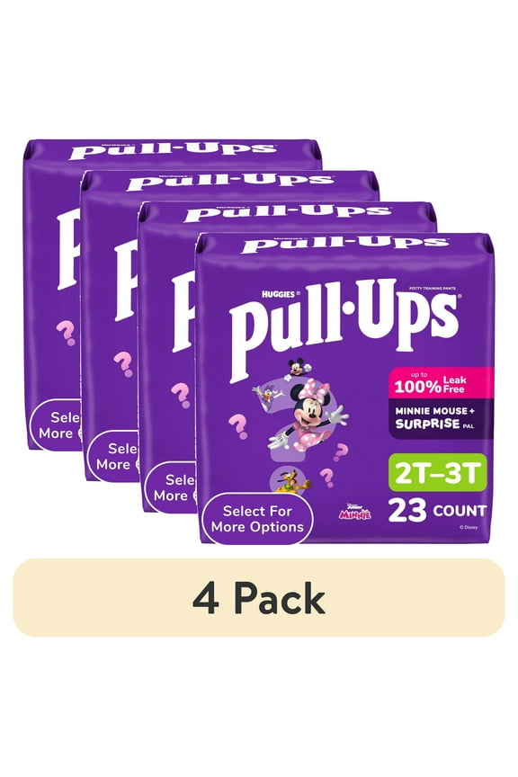 (4 pack) Pull-Ups Girls' Potty Training Pants, 2T-3T (16-34 lbs), 23 Count (Select for More)