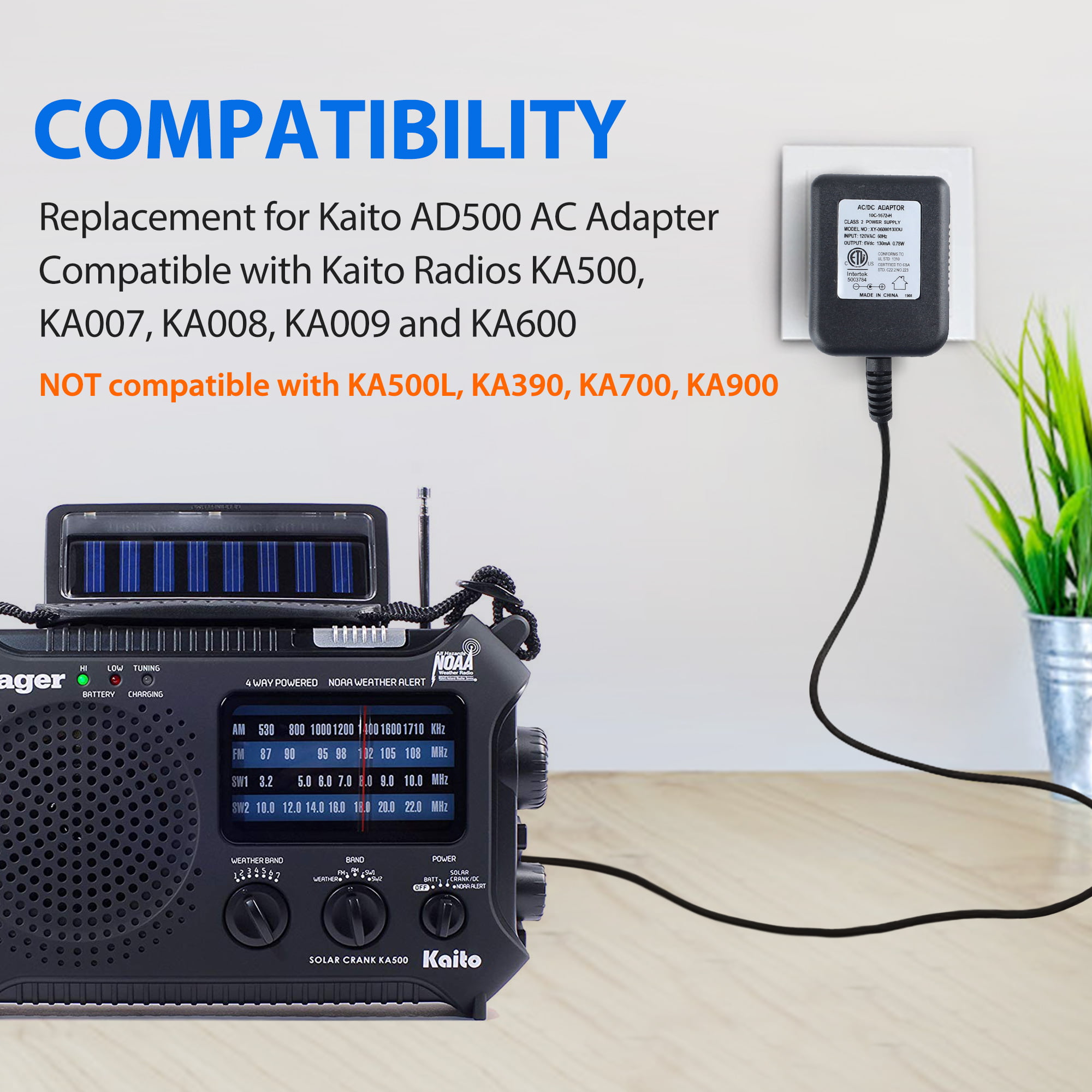 Kaito AD-500 AC Adapter for Voyager Series Radios