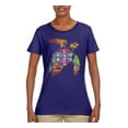 thumbnail image 2 of Colorful Rainbow Sea Turtle Animal Lover Womens Graphic T-Shirt, Purple, X-Large, 2 of 3