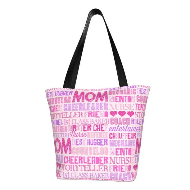 Balery Best Mom ever Bolsa de Hombro con Diseño, Bolsa Grande y Duradera, Bolsa Versátil para Compras