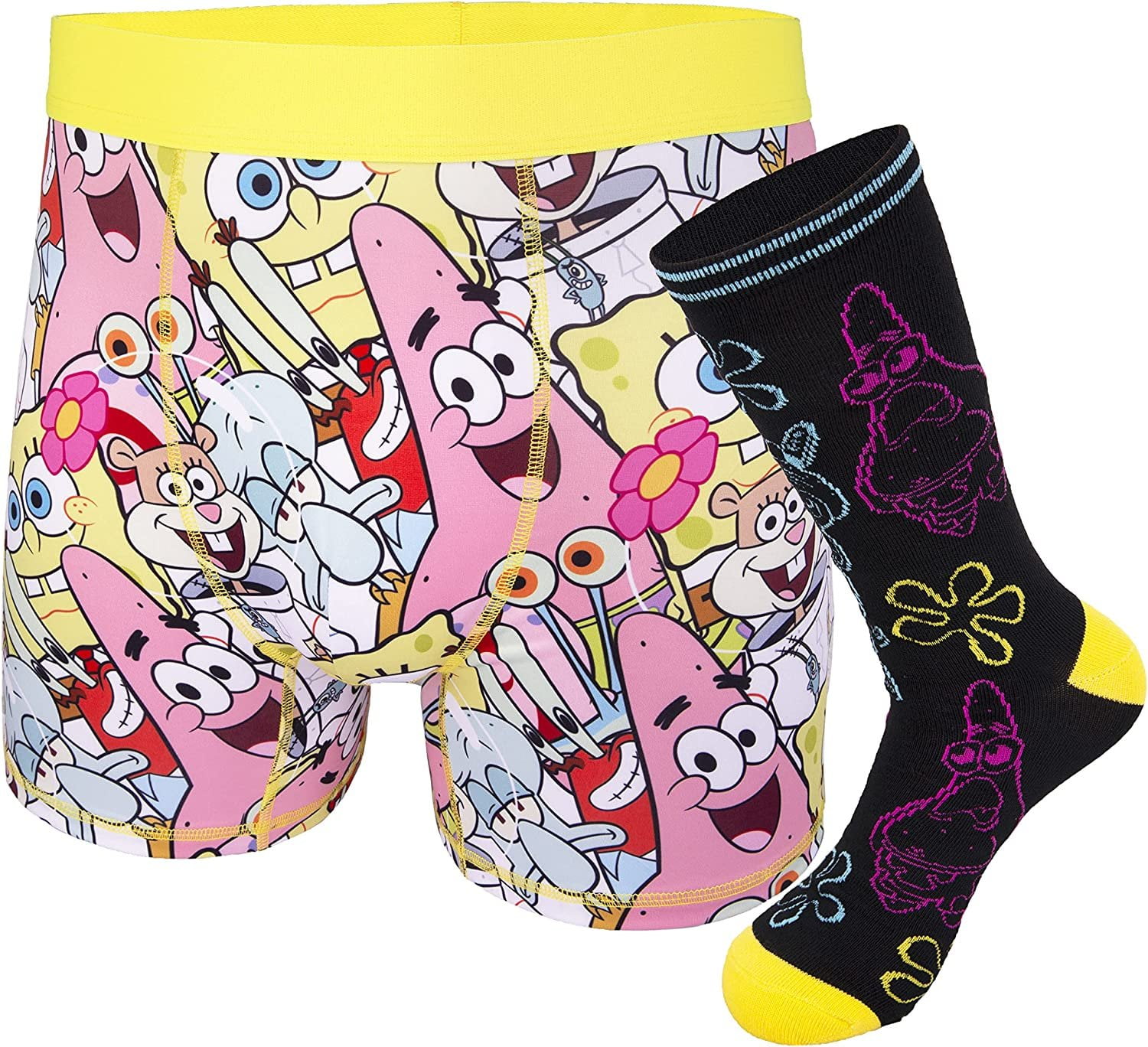 Spongebob Squarepants Boxer Socks Set Mens Sock & Underwear Combo Set