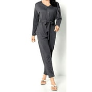 Carole Hochman Marshmallow Jersey Jumpsuit- Charcoal, MEDIUM