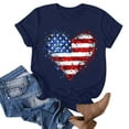 thumbnail image 3 of 4Th of July Shirts Women USA American Flag Cotton Tops Crewneck Patriotic Basic Tees Short Sleeve T-Shirt, 3 of 3