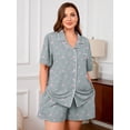 thumbnail image 5 of SHOWMALL Women's Plus Size Pajama Set 2 Piece Sleepwear with Pockets,Pink Stars 3X Valentine's Day Galentine's Self-Care Gift for Her, Soft Short Sleeve Loungewear, 5 of 8