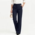 thumbnail image 4 of cocolona Womens High Waist Business Casual Dress Pants Elastic Waist Straight Wide Leg Commute Work Pants with Pockets, 4 of 5