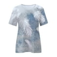 thumbnail image 4 of Pntutb Womens Plus Size Casual T-Shirt Feather Printed Round-Neck Short Sleeve Pullover Tops Blouse, 4 of 6