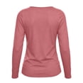 thumbnail image 3 of Warop Long Sleeve Shirts for Women Solid Color Patchwork Low V Neck Basics Crop Tops Casual Slim Fitted Fall Outfits Clothes, 3 of 5