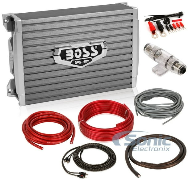 Boss AR1500M Amplifier + Complete 4 AWG Amp Kit 1500W Max Armor Series