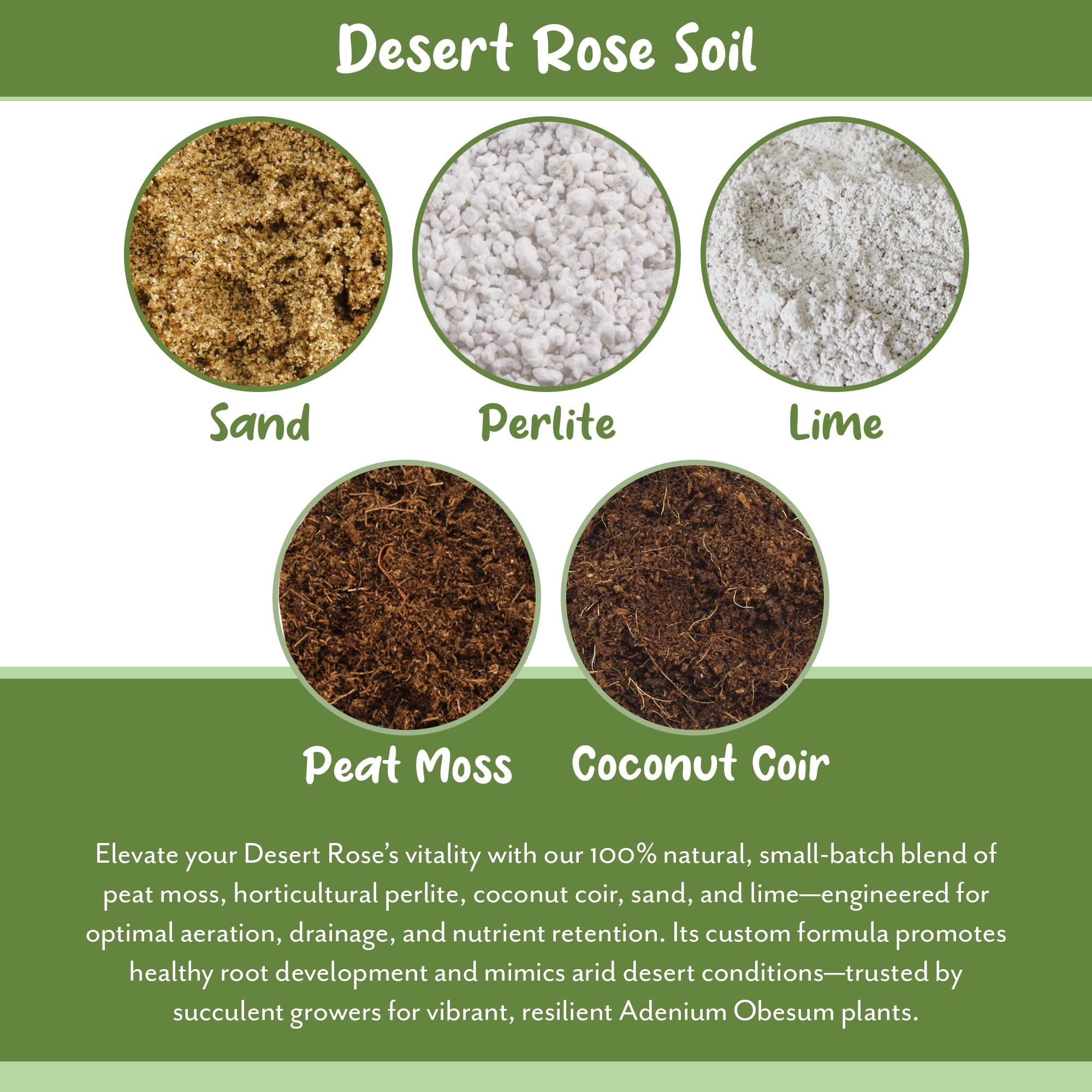 Desert Rose Potting Soil Mix (8 Quarts), Hand Blended Small Batch Soil Blend for Desert Rose Plant
