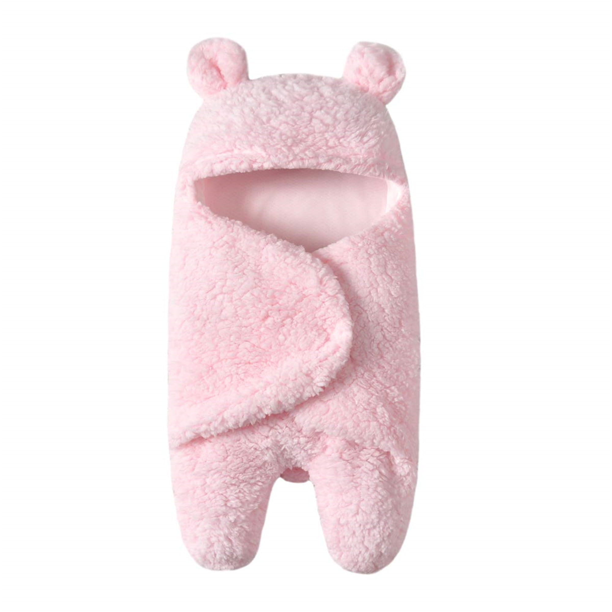 Baby Infant Newborn Swaddle Blanket Sleeping Bag Fleece Hooded Little Bear Wrap 