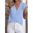 thumbnail image 7 of BTFBM Sweater Vest Women V Neck Cap Sleeve Button Down Knit Tops Spring Summer Loose Lightweight Cardigan Vests, 7 of 7