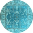 thumbnail image 1 of Ahgly Company Indoor Round Oriental Light Blue Industrial Area Rugs, 7' Round, 1 of 4