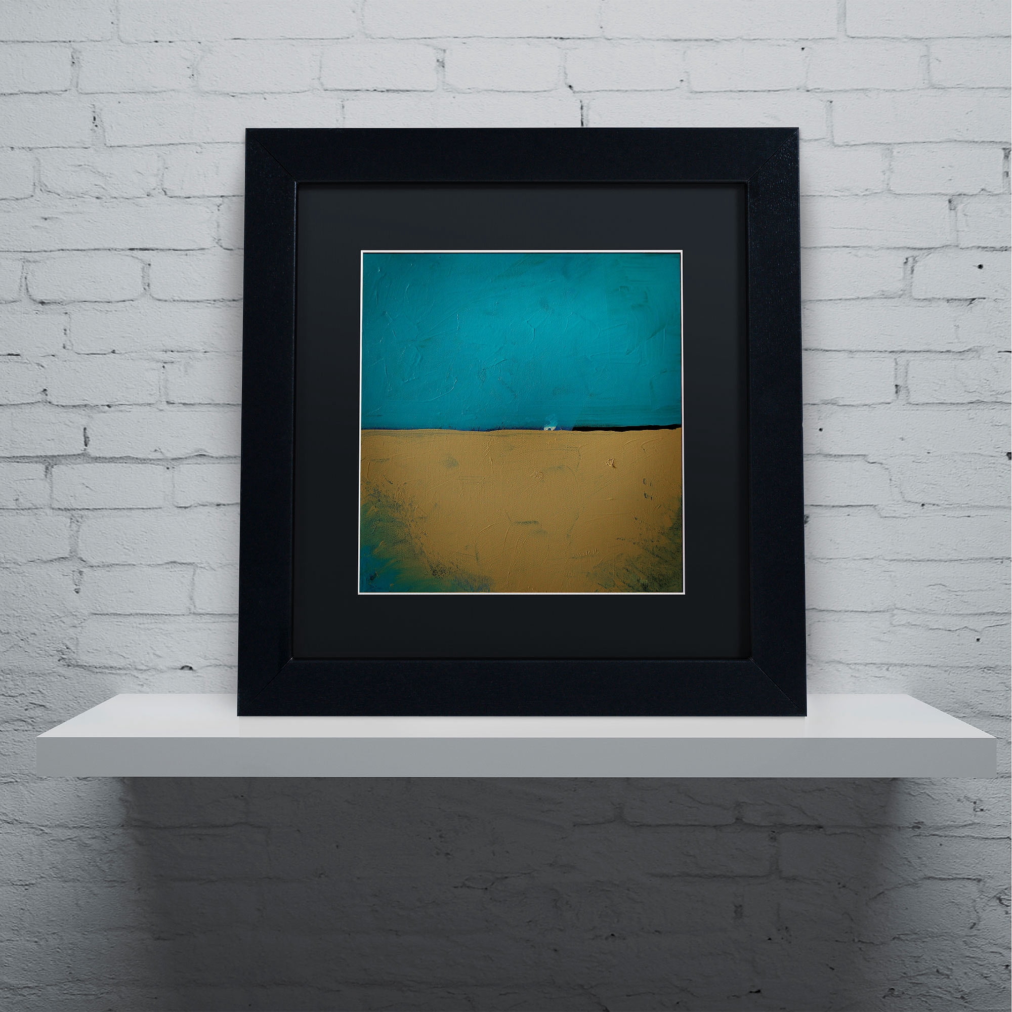Trademark Fine Art "Teal Horizon" Canvas Art by Nicole Dietz, Black Matte, Black Frame