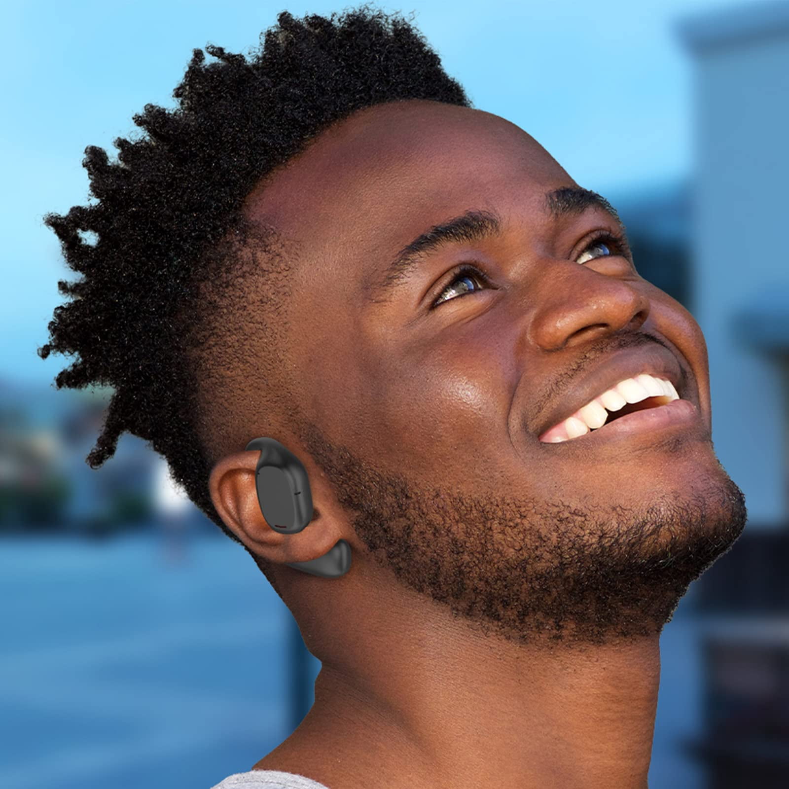 WUSI Open Ear Headphones , Air Conduction Headphones Bluetooth 5.3 Touch Control Wireless Earbuds, Up to 16 Hours Playtime Earphones with Dual 16.2mm Dynamic Drivers Deep Bass