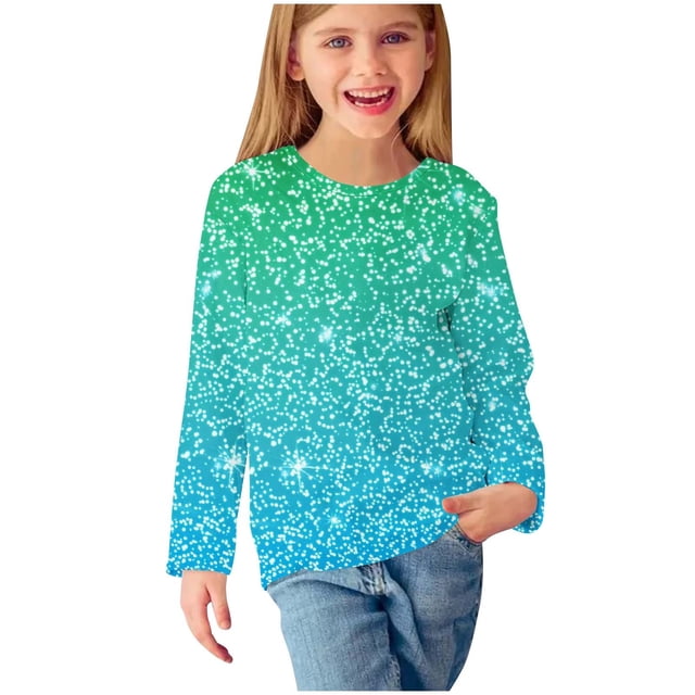 Économies d'Hiver! SROBPTY Chemises à Manches Longues pour Tout-Petits, Mode Imprimée pour Garçons et Filles, Chandail à Manches Longues Col Rond Multicolore, 140