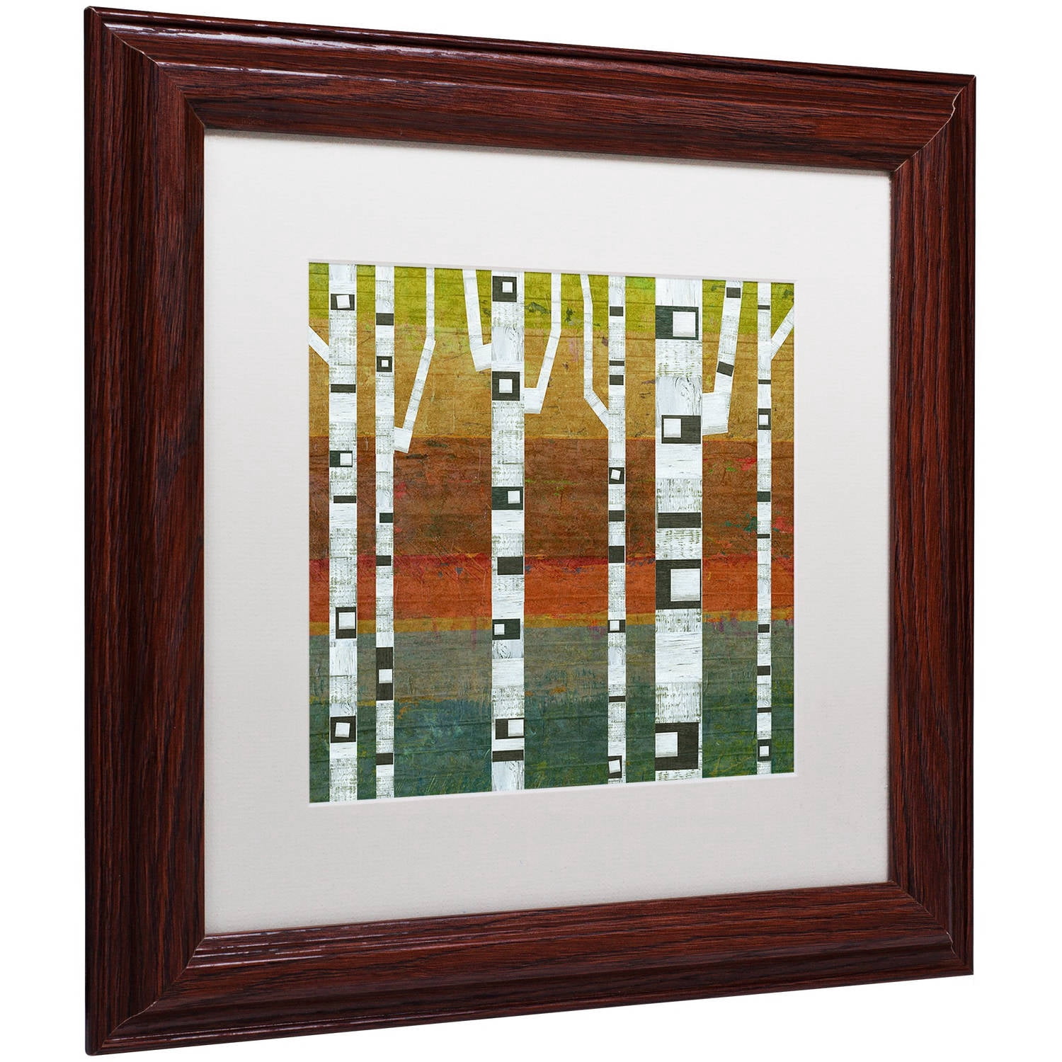 Trademark Fine Art "Birches" Canvas Art by Michelle Calkins, White Matte, Wood Frame