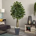 thumbnail image 6 of 6.5’ Ficus Artificial Tree with Slate Planter, UV Resistant (Indoor/Outdoor), 6 of 6