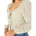 thumbnail image 4 of Celebrity Pink Long Sleeve Crinkle Woven Top, 4 of 4