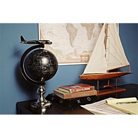 Airplane On Globe W Brass Stand