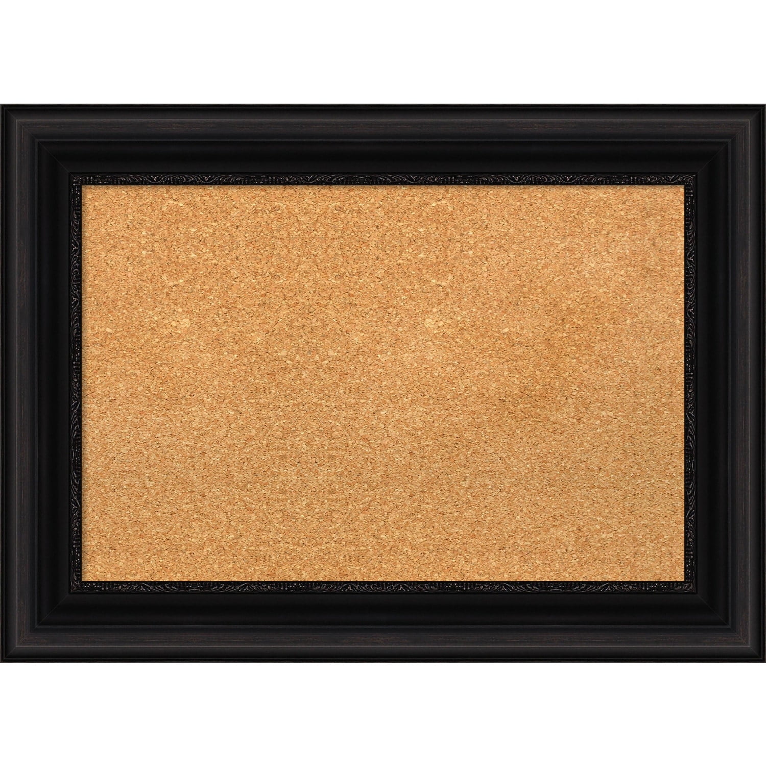 Amanti Art Natural Cork Board Framed Parlor Black Bulletin Board 34 in. x 26 in.