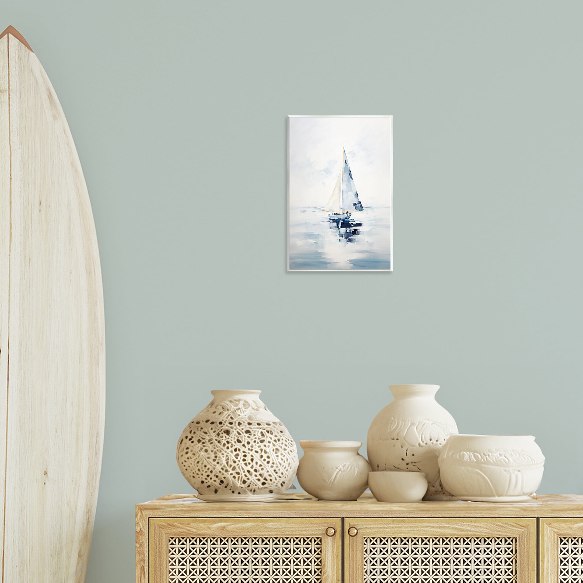 Stupell Industries Abstract Paint Strokes Boat Abstract Painting Unframed Art Print Wall Art, 10 x 15