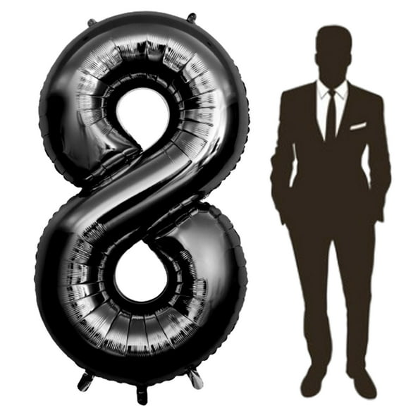 60 Inch Black Number Balloon Large Foil Number Balloons With Base, 0-9 Big Number Balloons for Birthday Party Supplies Decorations