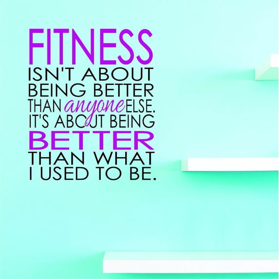 Custom Decals Fitness Isn't About Being Better Than Anyone Else. It's About Being Better Than What I Used To Be. 14x28 Inches Color: Multi