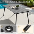 thumbnail image 5 of Pellebant 70" Patio Outdoor Dining Table for 6, Sturdy Aluminum Frame Wood-Grain Top with Umbrella Hole, Grey, 5 of 6