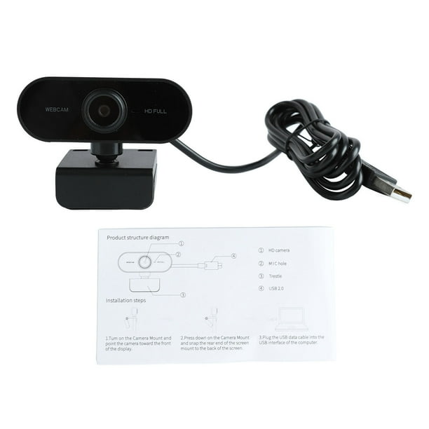 Cámara web para computadora HD 1080P con micrófono incorporado, enfoque automático, USB, para grabación de conferencias