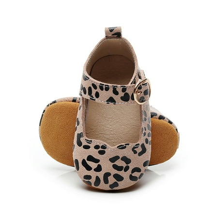 

Colisha Infant Flats Prewalker Princess Shoe Leopard Mary Jane Wedding Lightweight Loafers Soft Sole Dress Shoes Leopard Brown 6.5C