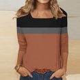 thumbnail image 5 of Lenpel Women's 3/4 Sleeve Tops Spring Summer Plus Size Square Neck Color Block Casual T Shirts Tunic Tee Blouses, 5 of 7
