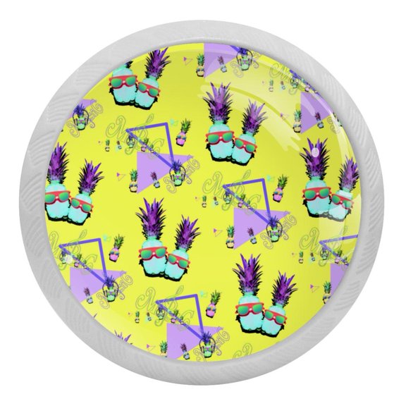 4PCS Round Pineapple Cabinet Fluorescence Knob Glowing in the Dark Furniture Drawer Pulls Handle with Screws