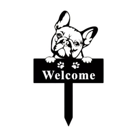 DefiDgd Cute Dog Metal Welcome Garden Stake Iron Silhouette Design Yard Plug-in Ornament for Lawn Patio Farm Courtyard Front Porch Outdoor Decoration(A)