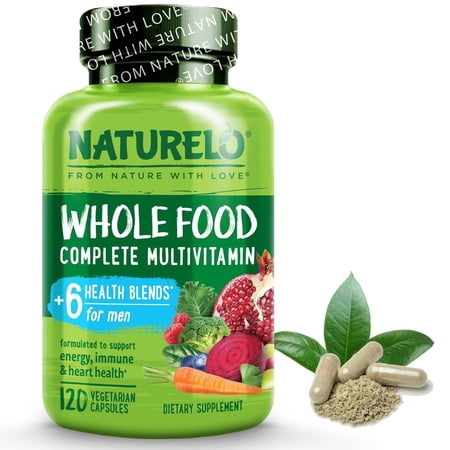 NATURELO Mens Multivitamins - Whole Food Multivitamin for Men with Vitamins, Minerals - 120 Vegetarian Capsules for Energy, Brain, Heart, Eye Health*