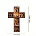 thumbnail image 4 of Vintage Wall Cross, 2D Flat Jesus Christ Religious Wall Easter Decoration Featuring Nativity Scene with Crucifixion Resurrection Figures, Gilded Frame in Golden Tones Ideal for Easter, 4 of 6