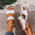 thumbnail image 6 of Eltusu Women Slide Sandals, PU Soft Bottom Open Toe Non-Slip Summer Wedge Shoes White Size 6, 6 of 9