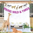 thumbnail image 2 of Young Wild and Three Birthday Decorations for Girls - Young Wild & Three Banner, Wild Animal Birthday Banner, Jungle Safari Theme Party Decorations for 3rd Birthday, 2 of 7