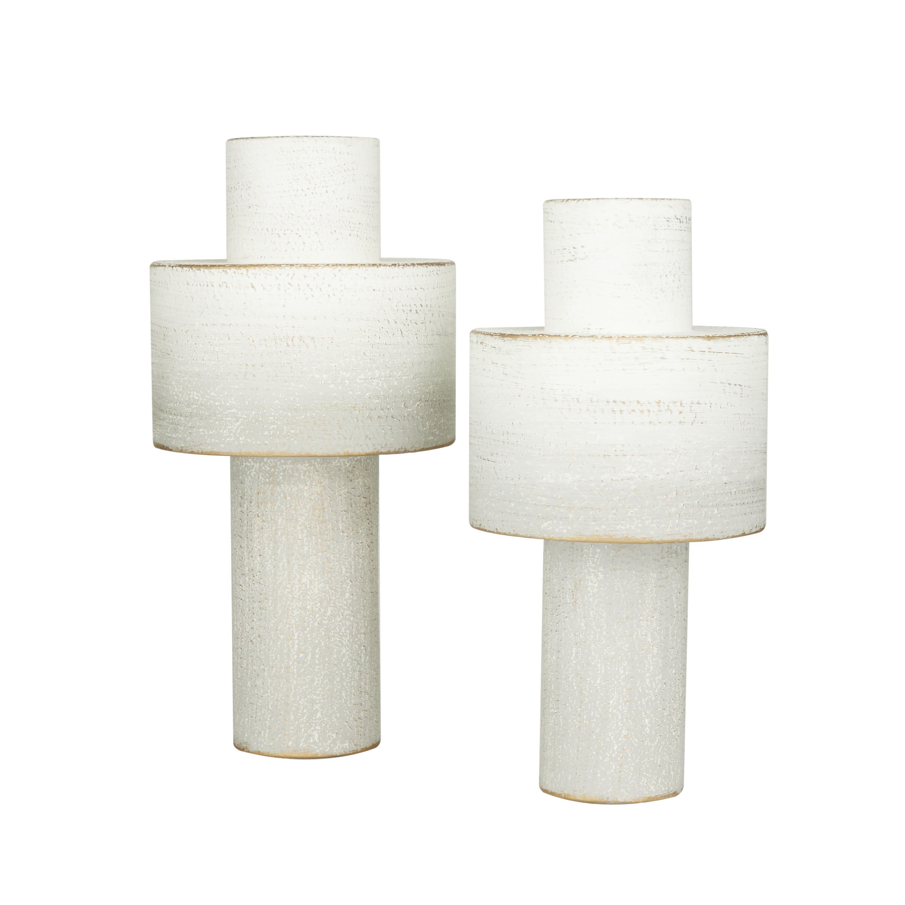 CosmoLiving by Cosmopolitan 16", 15"H White Metal Vase, Set of 2