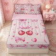 thumbnail image 2 of Erosebridal Watercolor Bow Cherry Zipper Full Size Comforter Sets with Fitted Sheet and 2 Pillowcases for Girls, Cartoon Love Heart Zipper Bedding Set, Pink Reversible, 4pcs, 2 of 7