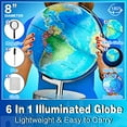 thumbnail image 2 of POOCCI Illuminated World Globe for Kids with Stand 6in1 Rewritable Colorful Easy-Read High Clear Map, Illuminates Educational Interactive Globe STEM Toy, Light Up Globe Lamp, Night Light LED Decor, 2 of 5