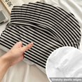 thumbnail image 4 of Full Size Fitted Sheet Set - Black Beige Stripe 3 Piece Bedding Sets 16" Deep Pocket Fitted Sheet with 2 Pillowcases, Farmhouse Striped Vintage Geometric Lines Brushed Microfiber Hotel Bed Sheets, 4 of 9