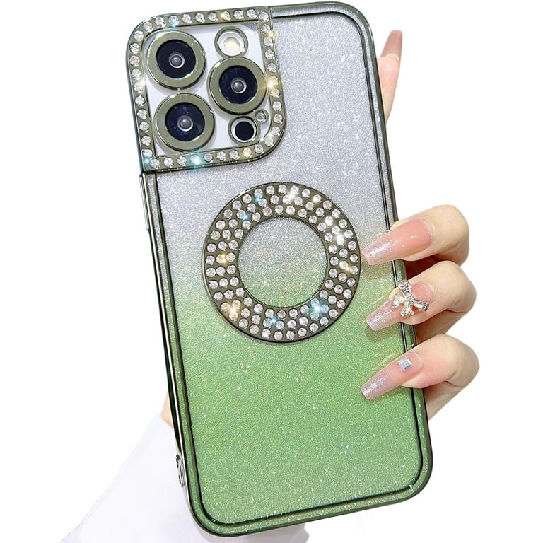 Dteck iPhone 14 Pro Max Case, Rhinestone Bling Diamond Lens Protector  Sparkle Shiny Bumper Plating Clear Phone Case for iPhone 14 Pro Max,Gold 