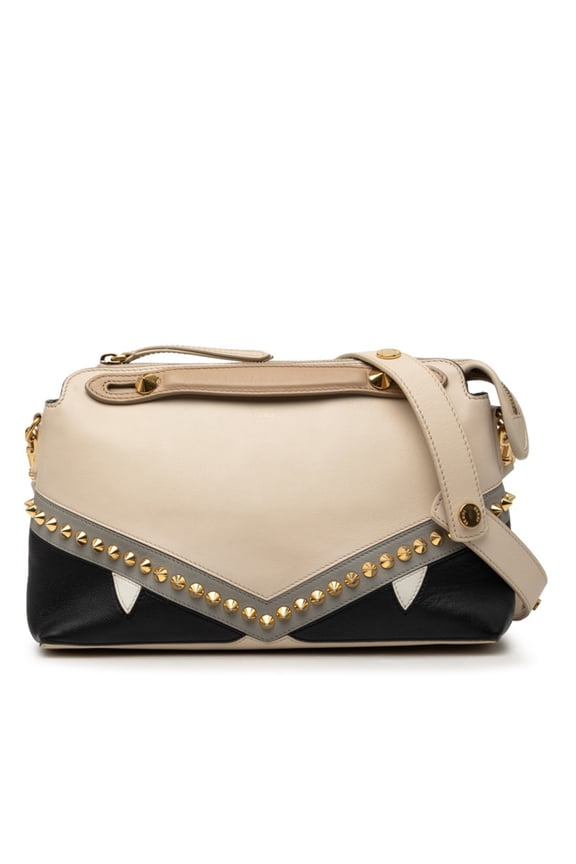 Pre-Owned Fendi By The Way Medium Monster Eye Studded Handbag Shoulder Bag 2WAY 8BL124 Beige...